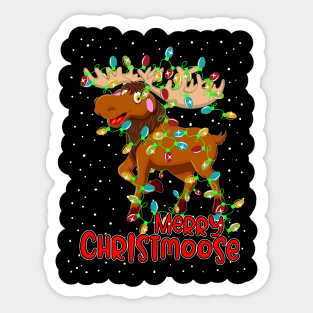 Merry Christmoose Funny Christmas Moose Xmas Tree Lights Sticker